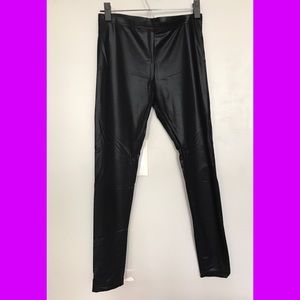 faux black leather leggings